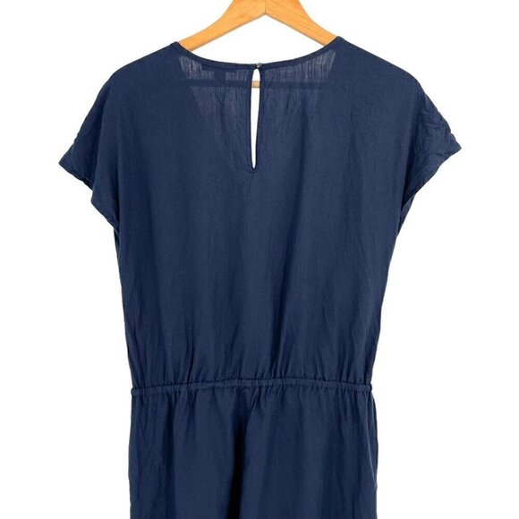 J.Crew Linen Blend V-Neck Relaxed Jumpsuit Playsuit Preppy Navy Blue size XS - Picture 6 of 8